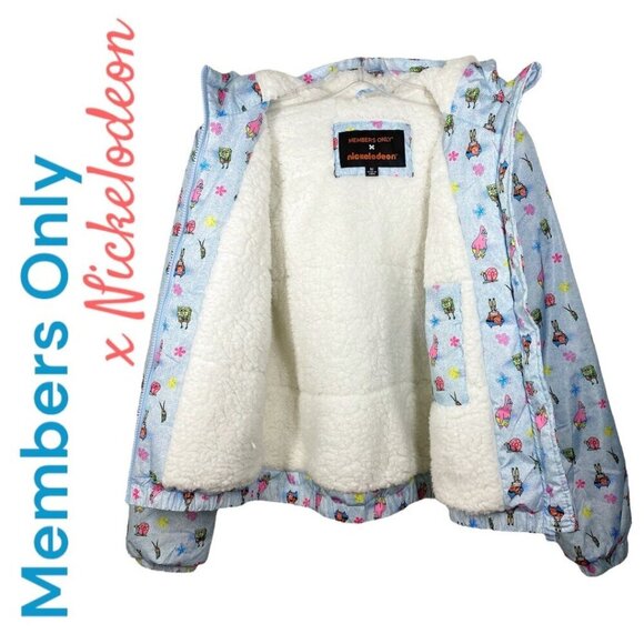 MEMBERS ONLY x NICKELODEON SPONGE BOB Full Zip Fleece Lined Puffer Jacket Medium - Picture 5 of 10